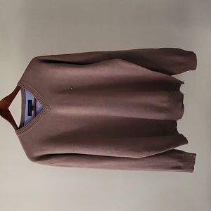 Tommy Hilfiger 100% Cotton V-Neck Jumper in Tan